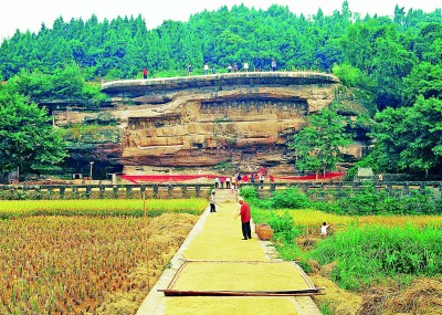 唐代釋迦牟尼涅槃圖，位于四川省安岳縣臥佛鎮(zhèn)臥佛院。