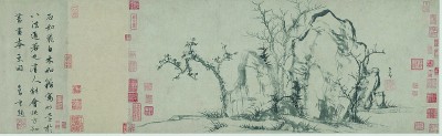 趙孟頫在《秀石疏林圖》題跋中寫道：“石如飛白木如籀，寫竹還于八法通。若也有人能會此，方知書畫本來同。”這體現(xiàn)出中國畫書畫同源的創(chuàng)作思想。