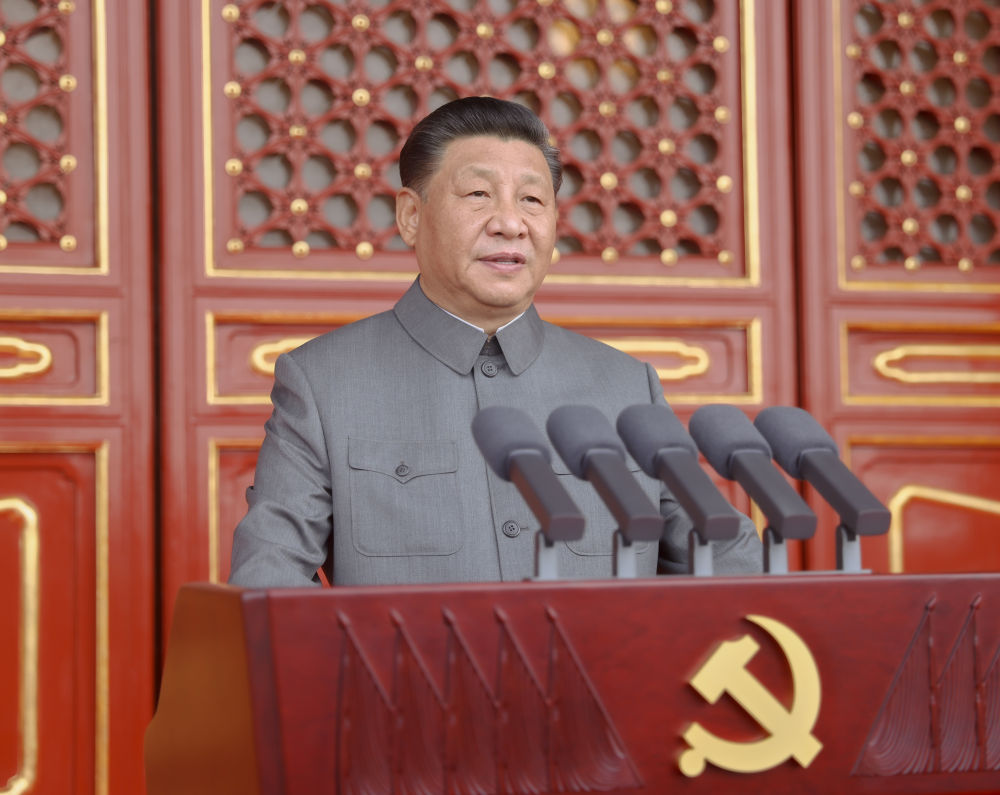 2021年7月1日，慶祝中國(guó)共產(chǎn)黨成立100周年大會(huì)在北京天安門廣場(chǎng)隆重舉行。習(xí)近平發(fā)表重要講話。新華社記者 鞠鵬 攝