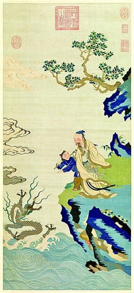竹杖化龍圖 為明代緙絲作品。緙絲，又稱“刻絲”，是中國傳統(tǒng)絲綢藝術(shù)品中的精華。