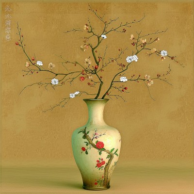用AI繪畫工具制作的梅花“九九消寒圖”。制作：李世奇、孟揚(yáng)