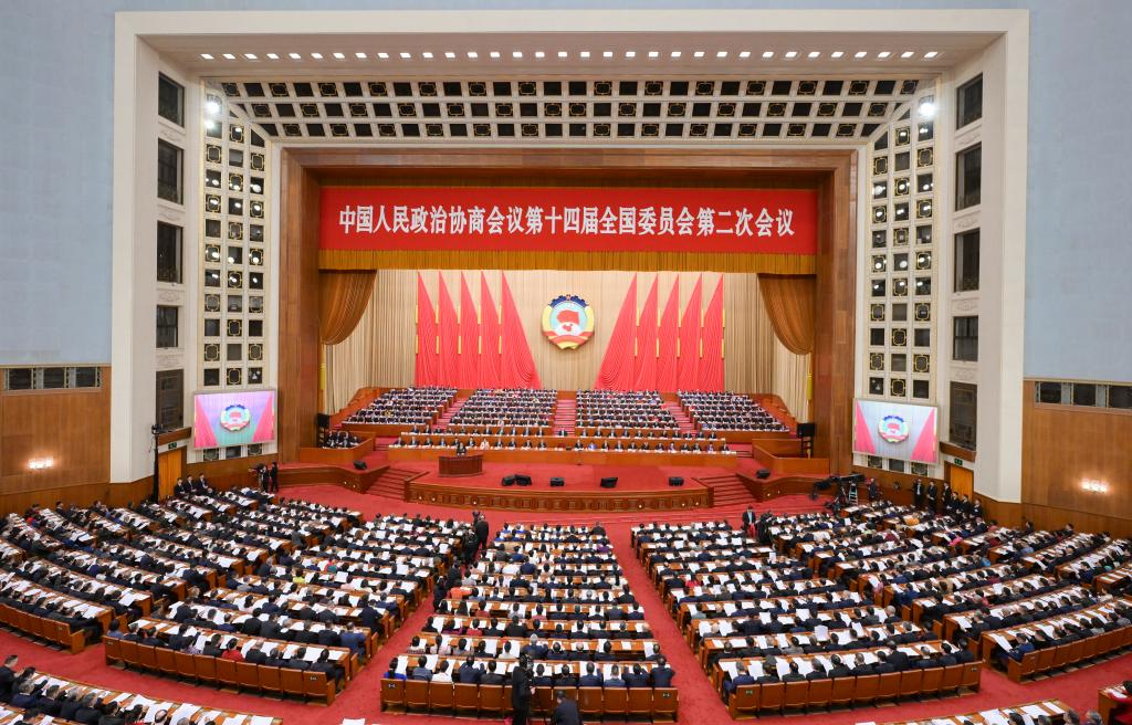 3月4日，中國人民政治協(xié)商會議第十四屆全國委員會第二次會議在北京人民大會堂開幕。新華社記者 李賀 攝