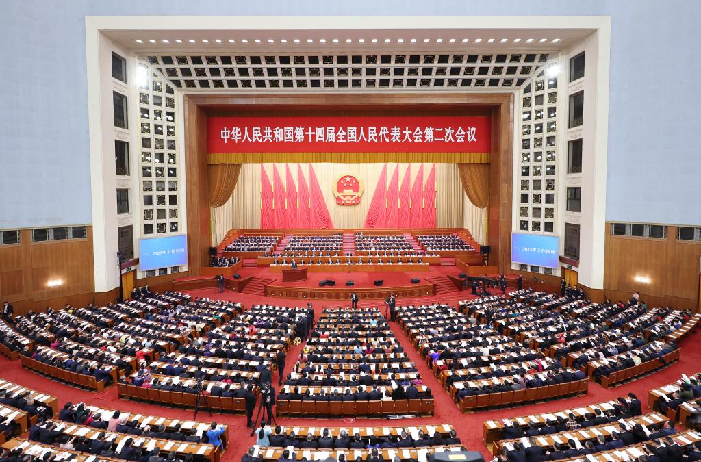 3月5日，第十四屆全國人民代表大會第二次會議在北京人民大會堂開幕。新華社記者 丁海濤 攝