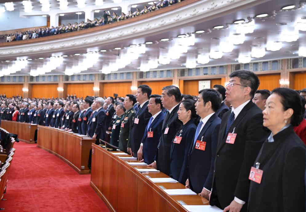 3月10日，中國人民政治協(xié)商會議第十四屆全國委員會第二次會議在北京人民大會堂舉行閉幕會。新華社記者 李學仁 攝