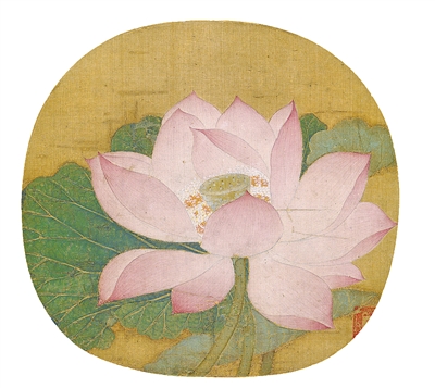 中國畫《出水芙蓉圖》，作者為南宋吳炳（傳）。  故宮博物院藏