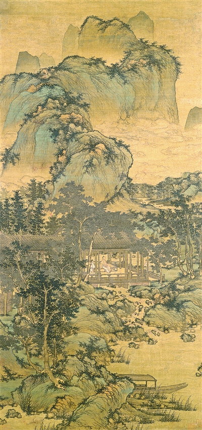 中國畫《山居納涼圖》，作者為元代盛懋。  美國納爾遜—阿特金斯藝術(shù)博物館藏