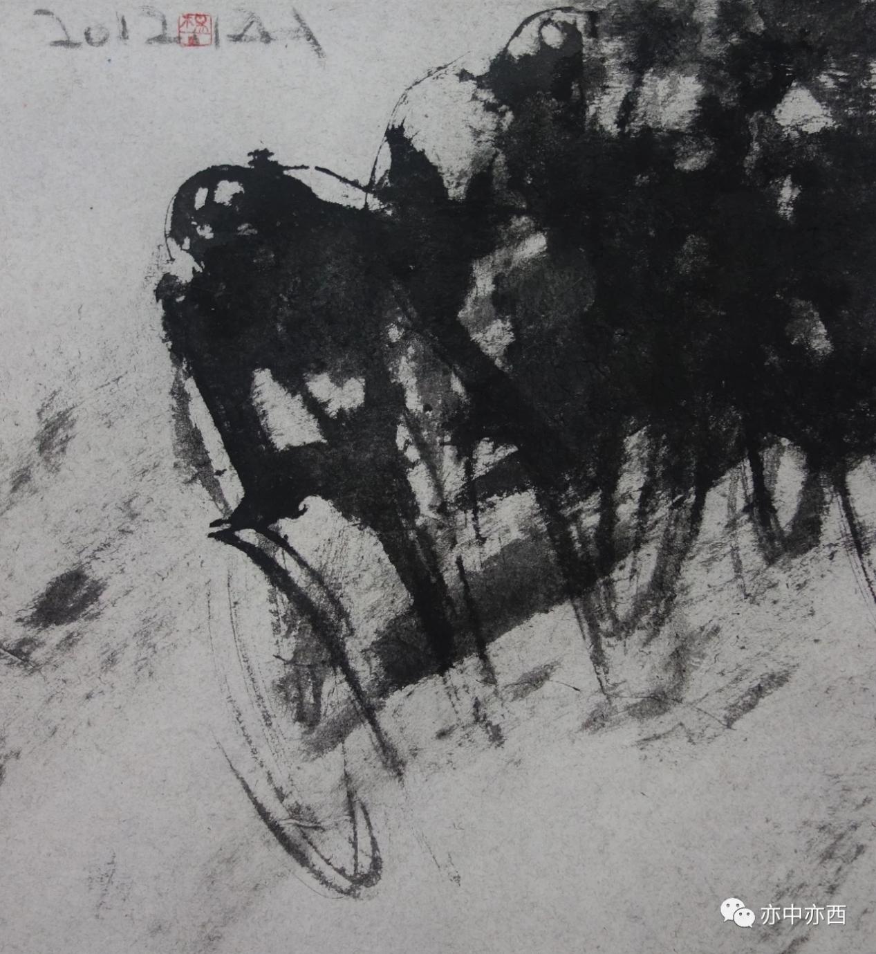 沖向終點，36X39CM,2012年，紙本水墨