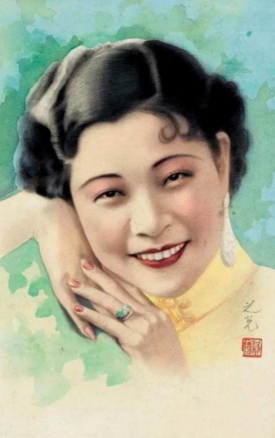 張信哲收藏的月份牌原作，謝之光以演員胡蝶為模特而創(chuàng)作的美女肖像