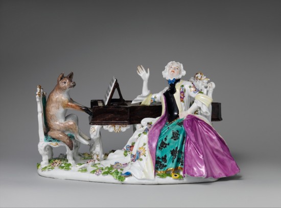福斯蒂娜·博爾多尼和狐貍（Faustina Bordoni and Fox），陶瓷擺件，德國，約1743年