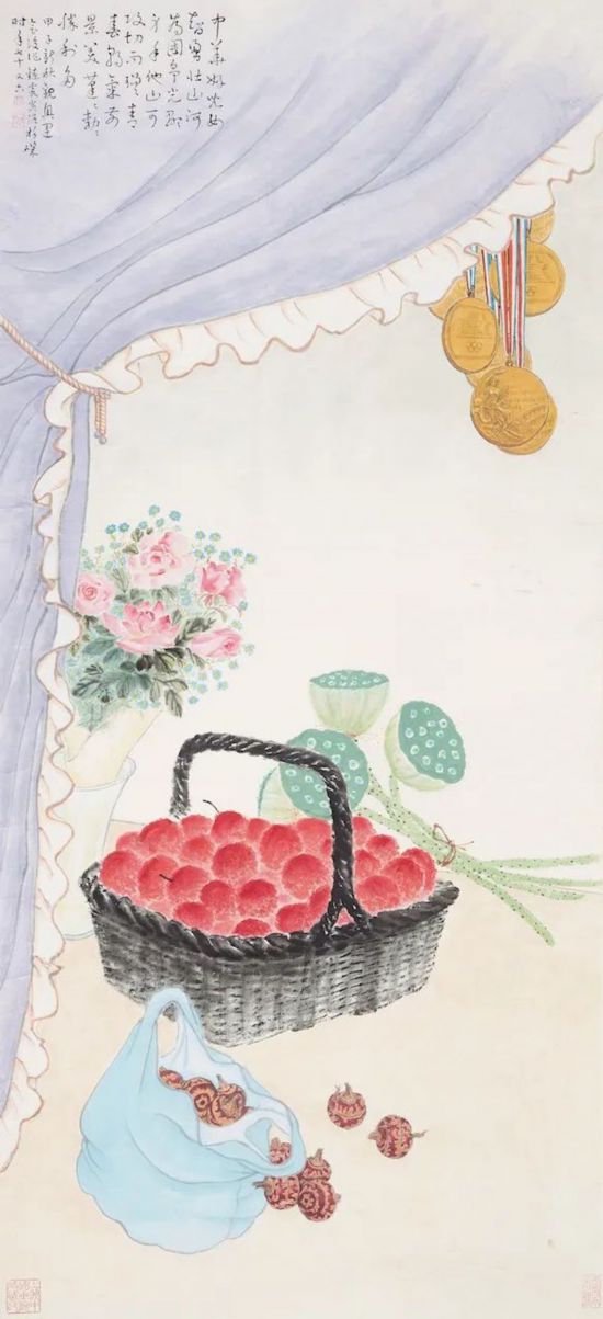 周鍊霞《碩果》130.5×59cm 中國(guó)畫(huà) 1984年 上海中國(guó)畫(huà)院藏