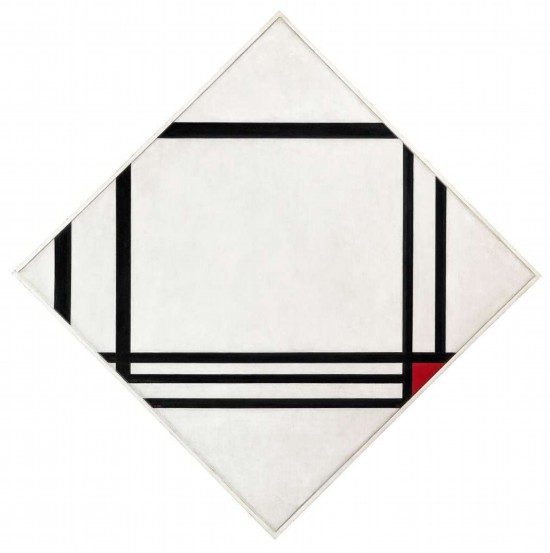 蒙德里安，《八條線紅色矩形的菱形構(gòu)成》，1938年，布面油畫，貝耶勒基金會藏（貝耶勒基金會展品）